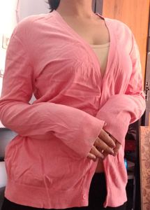 Charming Pink V-Neck Cardigan