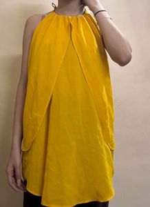 Yellow Halter Neck Layered Tunic Top