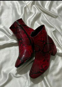 Red Snake Print Boots