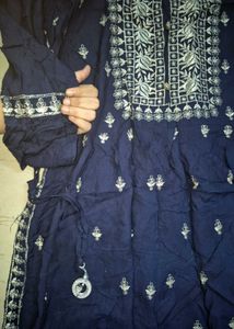 Elegant Navy Blue heavy Embroidered festive Kurta