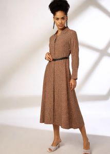 Stylish Printed Midi Dress with Belt