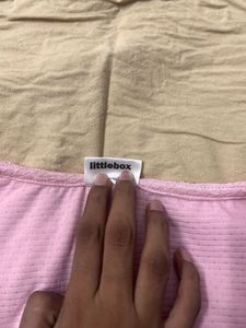 Cute Pink Textured Square Neck Top
