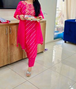 Pink Striped Kurta Set