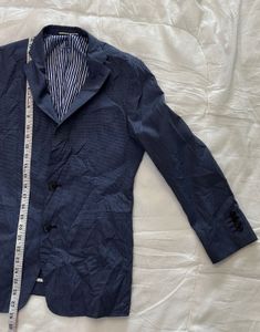 Men's Blue Blazer &amp; Striped Shirt Set