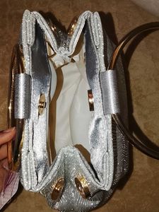 Lavie Silver Glitter Clutch