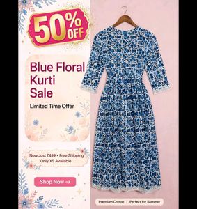 Floral Printed Anarkali kurti with dupatta