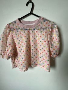 Pink Polka Dot Cropped Top