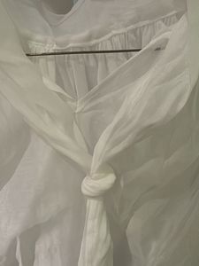 Sheer White Organza Blouson Shirt