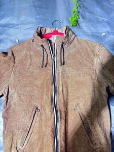 Men's camel  Suede Bomber Jacket