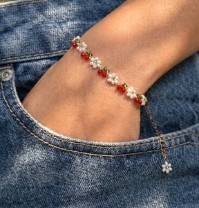 Cute Cherry &amp; Flower Beaded Bracelet