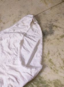 White Cotton Briefs with Pink Bow