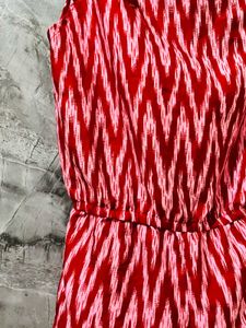 Boho Red &amp; White Zigzag Print Romper