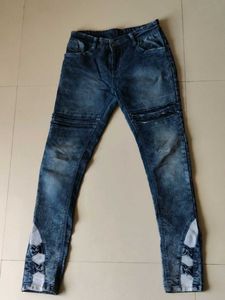 Distressed Blue Denim Skinny Jeans