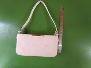 White Croc Embossed Shoulder Bag