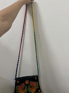 Embroidered Peacock Sling Bag