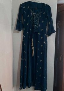 Elegant Teal Kurta Set with Embellished Top