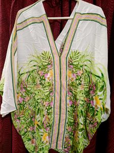 Stylish Tropical Print V-Neck Top