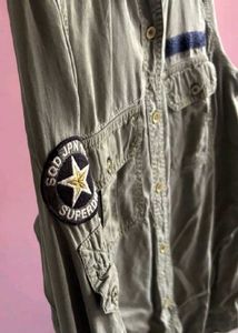 Superdry Olive Green Military Style Shirt
