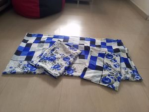 White Blue Flower Double Badsheet