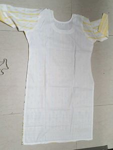 White &amp; Yellow Printed Kurta