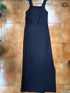 High Thigh Slit Sleek Black Maxi Dress