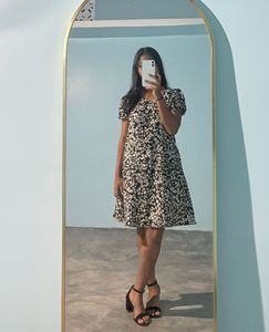 Floral Print Short Sleeve Mini Dress
