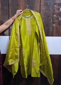 Elegant Lime Green Kurta Set with Dupatta
