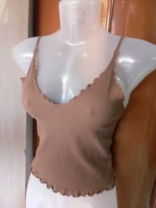 Ribbed Lettuce Trim Crop Tank