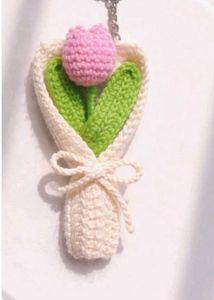 Handmade Crochet Tulip Keychain