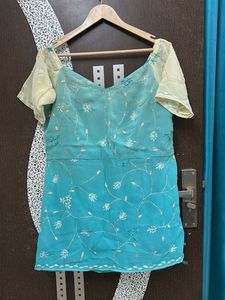 Sky Blue Embroidered Sharara Set