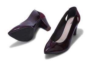 Chic Burgundy Patent Pointed Heels