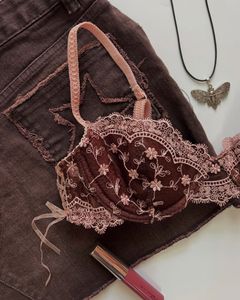 brown lacy bra