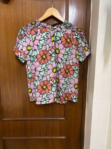 Zara Basic Floral Print Top