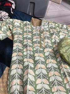 Green Leaf Print Kurta