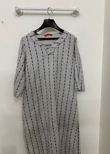 Grey & Black Striped Kurta