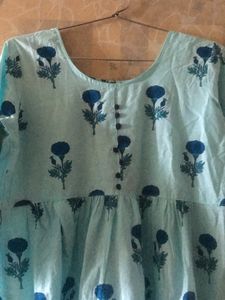 Blue Floral Block Print Co-ord Dress