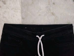 Black Jogger Jeans with Drawstring