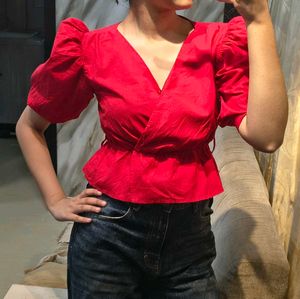 Red Cinched Crop top
