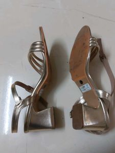 Gold Block Heel Sandals