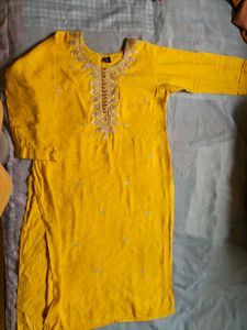 Yellow Embroidered Kurta for Women
