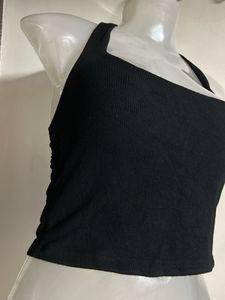 Chic Black Halter Neck Crop Top