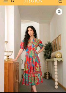 Vibrant Tropical Print Midi Dress