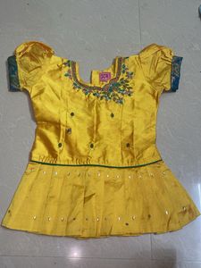 Yellow Embroidered Lehenga Choli Shirt