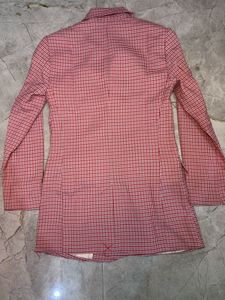 Red checkered long coat