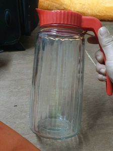 Retro Glass Pitcher with Red Lid