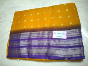Yellow Saree with Purple Border