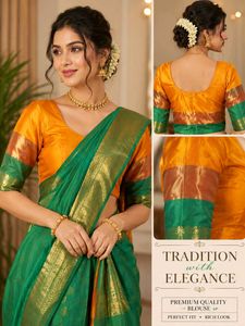 Elegant Orange and Green Saree