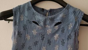 Blue Floral Sleeveless Top