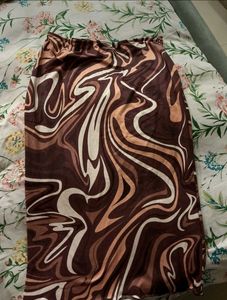 Brown Swirl Print Maxi Skirt