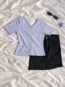 Cute Striped V-Neck Top